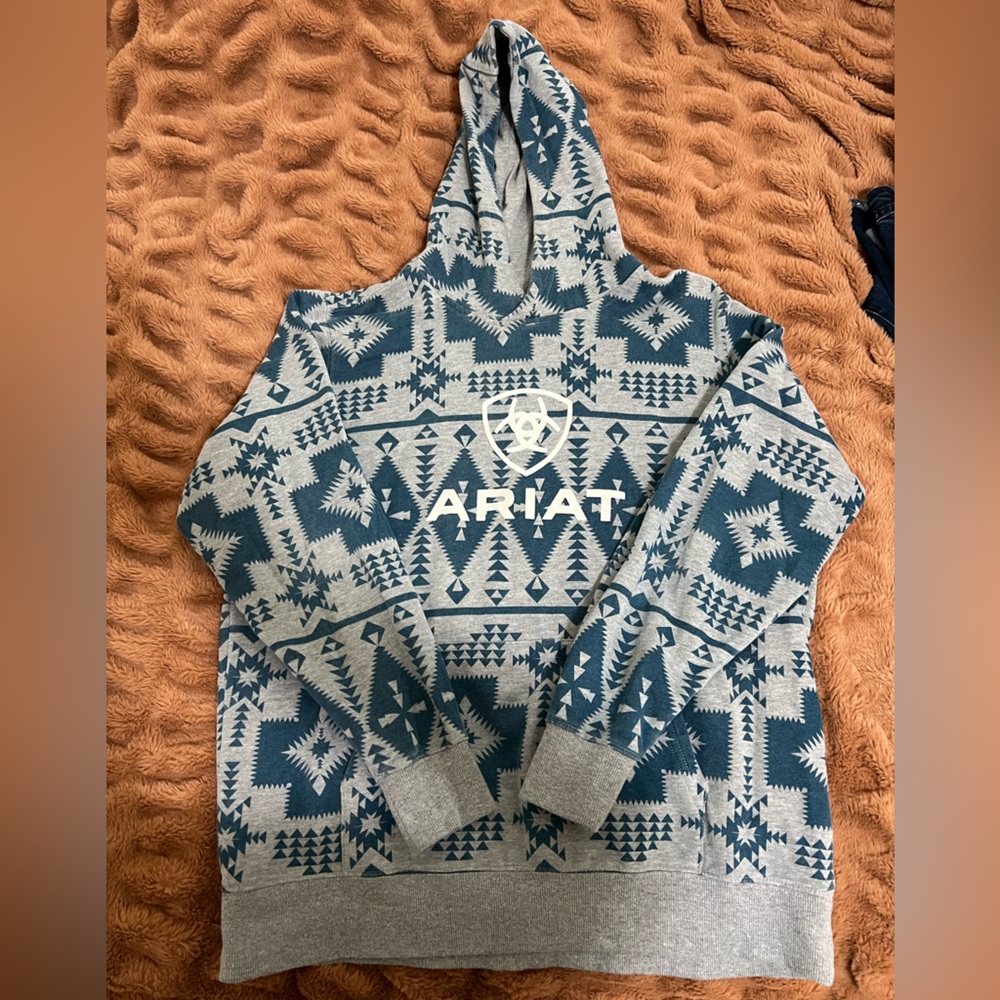 Grey/Teal Ariat southwest hoodie